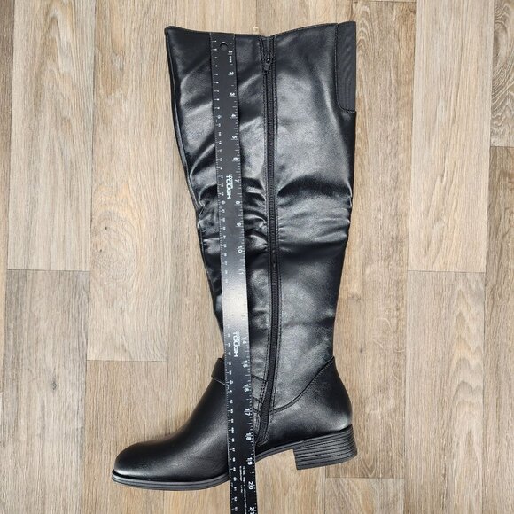 Shoe Dazzle Balmani Women's Size‎ 10 Black Faux Leather Zip Up Riding Boots - Picture 4 of 7